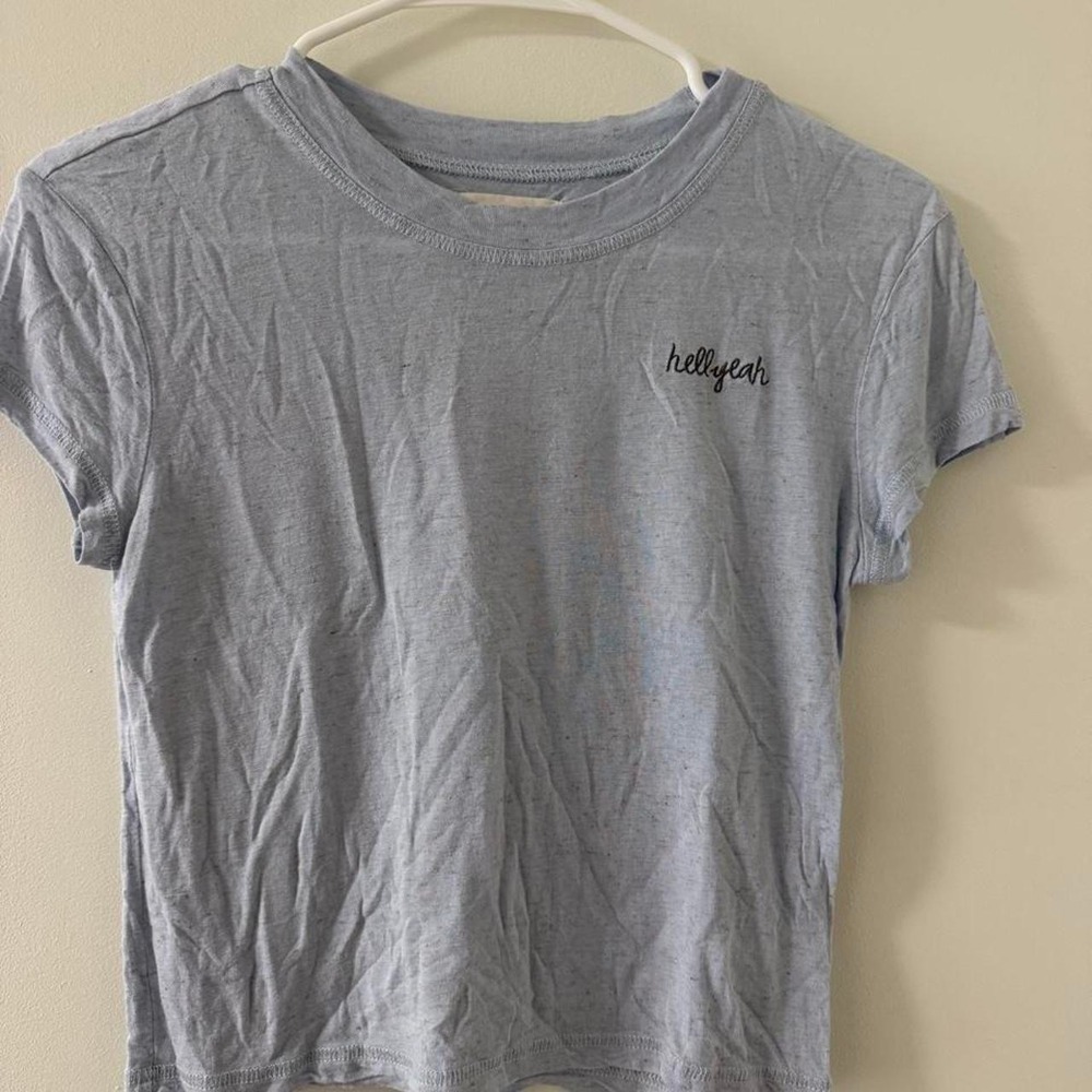 LA Hearts Graphic Tee Women Small Blue Excellent Hell Yeah Short Sleeve T-Shirt